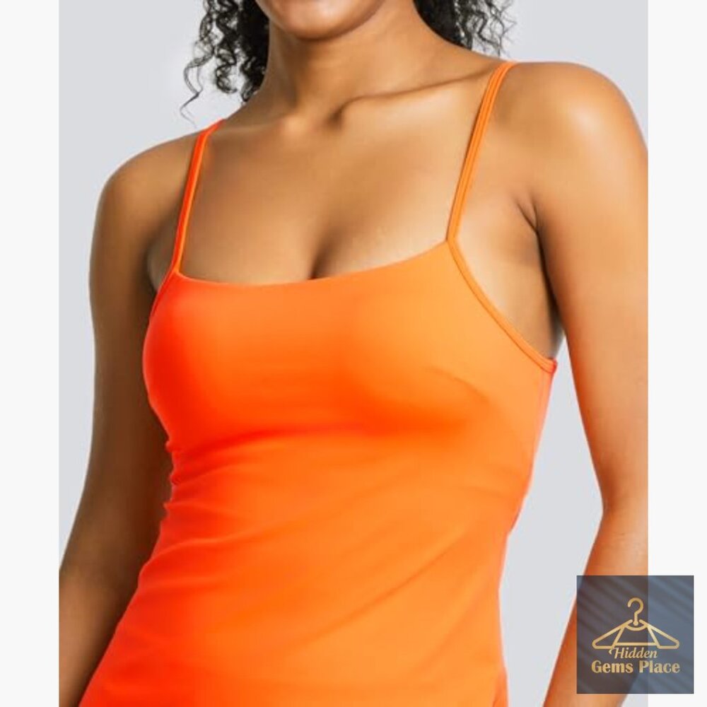 Women's Athletic Dress Built-in Bra Shorts Pockets Moisture-Wicking - Picture 5 of 7